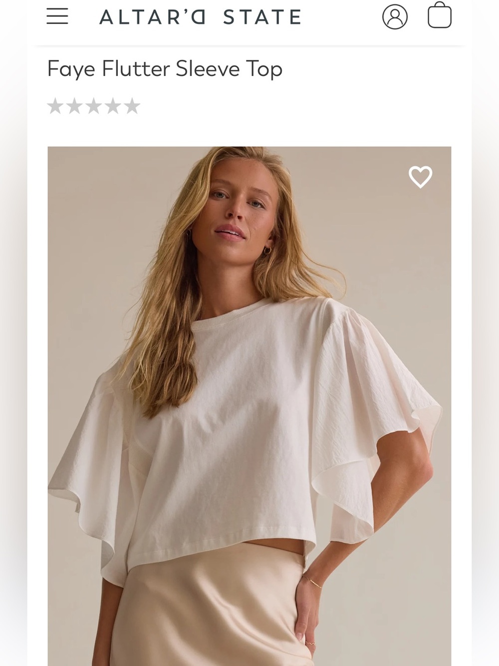 Altar’d State White Flutter Sleeve Top